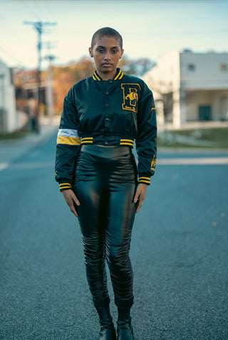 BOWIE ST. UNIVERSITY CROP BOMBER JACKET - Gainz Sportsgear LLC.