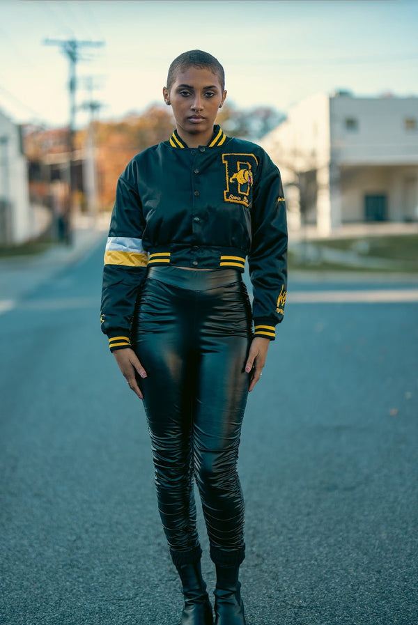 BOWIE ST. UNIVERSITY CROP BOMBER JACKET - Gainz Sportsgear LLC.