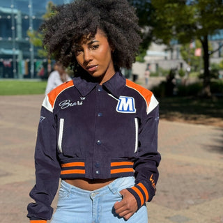 MORGAN STATE LEATHERROY CROP VARSITY JACKET - Gainz Sportsgear LLC.