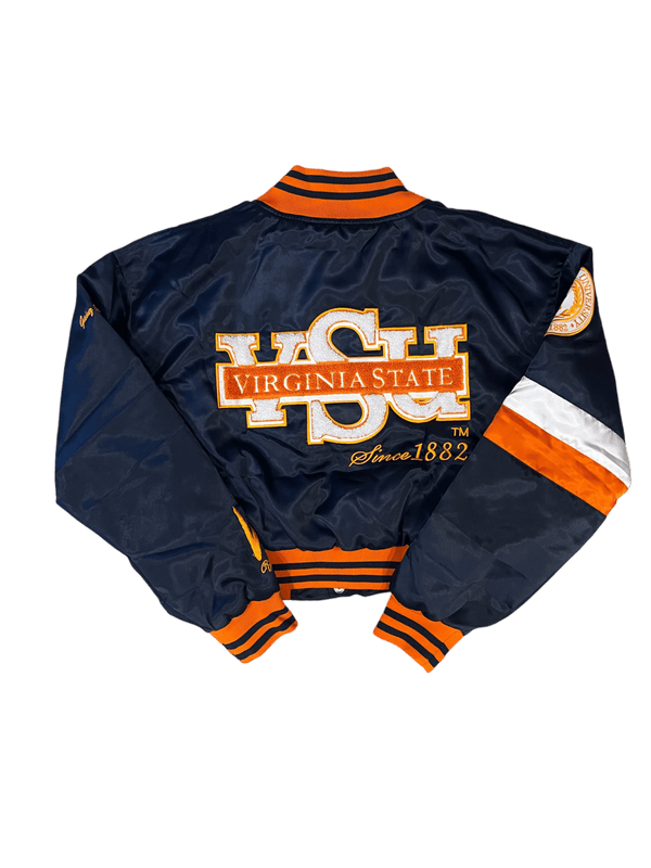 VIRGINIA STATE UNIVERSITY CROP BOMBER JACKET - Gainz Sportsgear LLC.