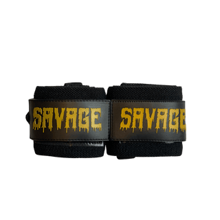 Black & Old Gold "Savage" Wrist Wraps 18" (USPA Approved) - Gainz Sportsgear LLC.