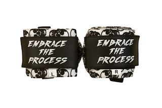 Black & White Skull Wrist Wraps 18" (USPA Approved) - Gainz Sportsgear LLC.