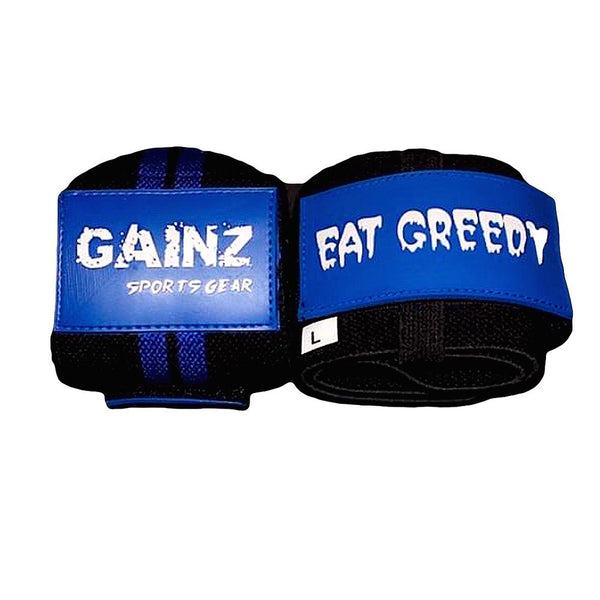 "EAT GREEDY" 18" Wrist Wraps (USPA Approved) - Gainz Sportsgear LLC.