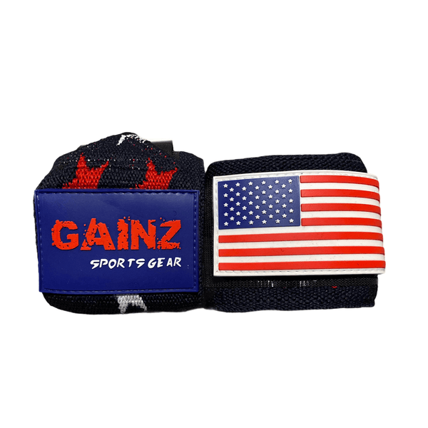 Gainz Sportsgear USA Flag Wrist Wraps 18" (USPA Approved) - Gainz Sportsgear LLC.