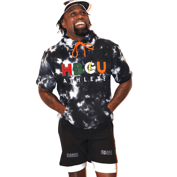 HBCU Athlete Men's Half Sleeve Tie Dye Hoodie - Gainz Sportsgear LLC.