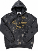 WHO SAW YOU? DISTRESSED PATCH HOODIE