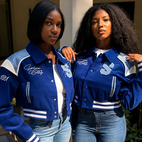 SPELMAN COLLEGE LEATHERROY CROP VARSITY JACKET (LADIES)