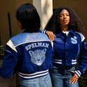 SPELMAN COLLEGE LEATHERROY CROP VARSITY JACKET (LADIES)