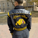 BOWIE STATE LEATHERROY CROP VARSITY JACKET (LADIES) - Gainz Sportsgear LLC.