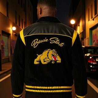 BOWIE STATE UNIVERSITY LEATHERROY VARSITY JACKET (Unisex Full Design) - Gainz Sportsgear LLC.