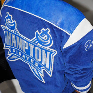 HAMPTON UNIVERSITY LEATHERROY VARSITY JACKET (Unisex Full Design) - Gainz Sportsgear LLC.