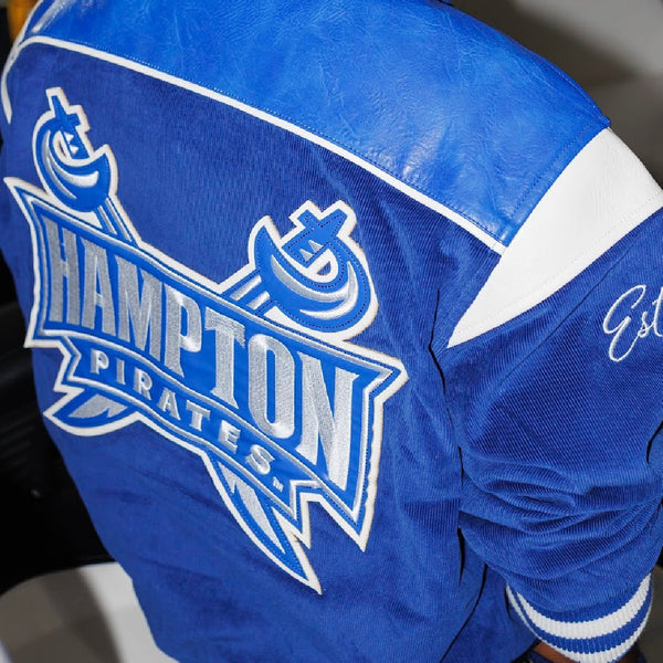 HAMPTON UNIVERSITY LEATHERROY VARSITY JACKET (Unisex Full Design) - Gainz Sportsgear LLC.