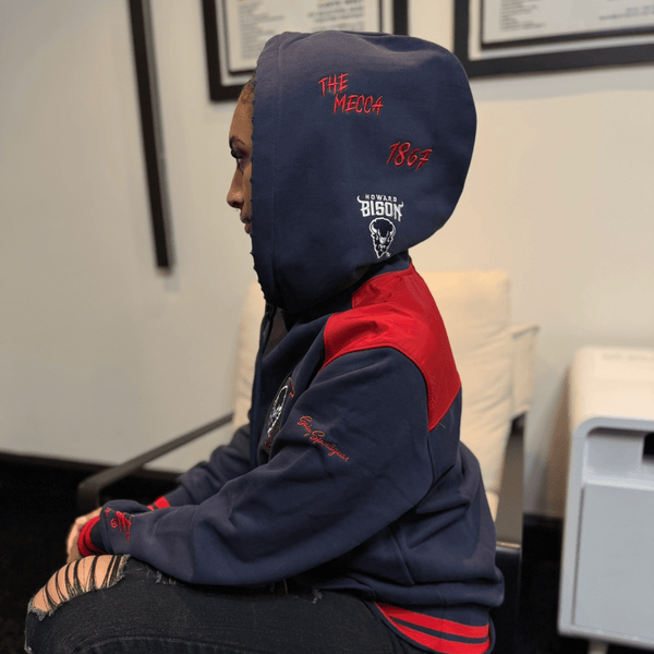 HOWARD UNIVERSITY DISTRESSED PATCH HOODIE - Gainz Sportsgear LLC.