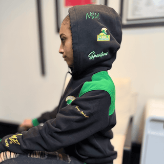 NORFOLK ST UNIVERSITY DISTRESSED PATCH HOODIE - Gainz Sportsgear LLC.