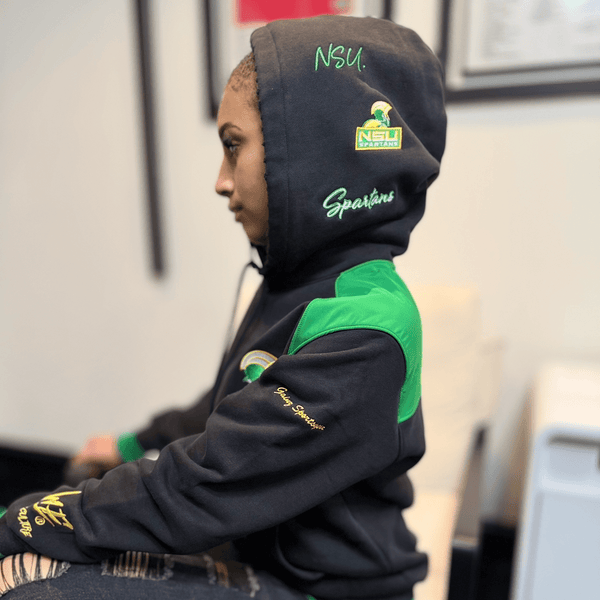 NORFOLK ST UNIVERSITY DISTRESSED PATCH HOODIE - Gainz Sportsgear LLC.