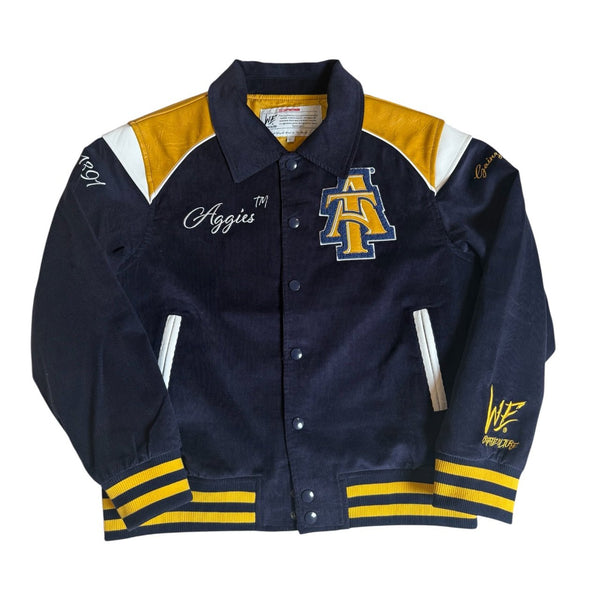 NORTH CAROLINA A&T LEATHERROY VARSITY JACKET (Unisex) - Gainz Sportsgear LLC.