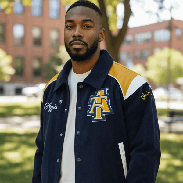 NORTH CAROLINA A&T LEATHERROY VARSITY JACKET (Unisex Full Design) - Gainz Sportsgear LLC.