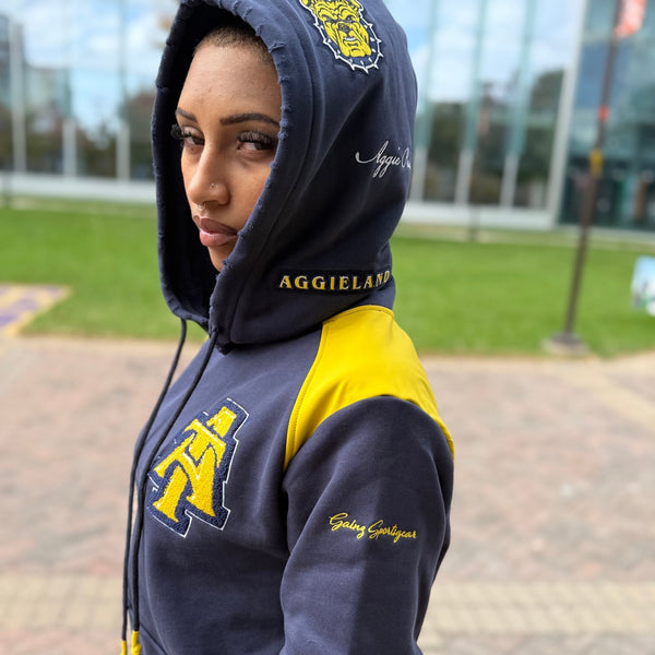 NORTH CAROLINA A&T UNIVERSITY DISTRESSED PATCH HOODIE - Gainz Sportsgear LLC.