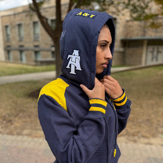 NORTH CAROLINA A&T UNIVERSITY DISTRESSED PATCH HOODIE - Gainz Sportsgear LLC.
