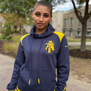 NORTH CAROLINA A&T UNIVERSITY DISTRESSED PATCH HOODIE - Gainz Sportsgear LLC.