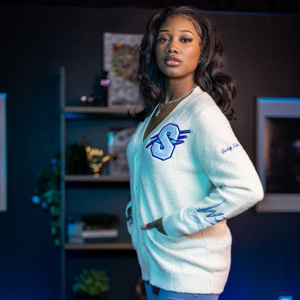 SPELMAN COLLEGE CREAM (MOHAIR) CARDIGAN - Gainz Sportsgear LLC.