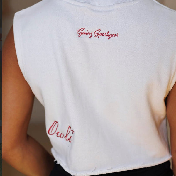 TEMPLE UNIVERSITY CROP TOP (White) - Gainz Sportsgear LLC.