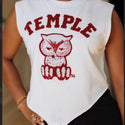TEMPLE UNIVERSITY CROP TOP (White) - Gainz Sportsgear LLC.