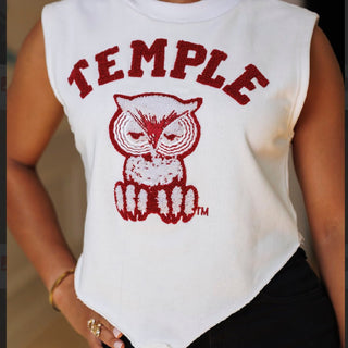 TEMPLE UNIVERSITY CROP TOP (White) - Gainz Sportsgear LLC.