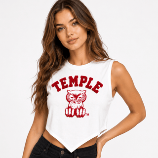 TEMPLE UNIVERSITY CROP TOP (White) - Gainz Sportsgear LLC.
