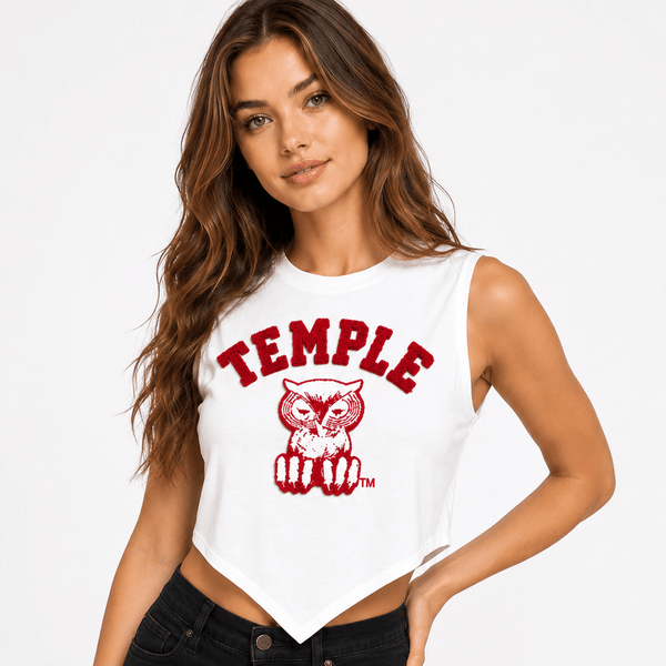 TEMPLE UNIVERSITY CROP TOP (White) - Gainz Sportsgear LLC.
