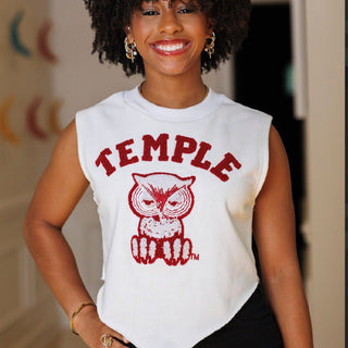 TEMPLE UNIVERSITY CROP TOP (White) - Gainz Sportsgear LLC.