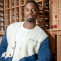 WE CREATE CULTURE® BLUE & WHITE MOHAIR CARDIGAN (UNISEX) - Gainz Sportsgear LLC.