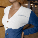 WE CREATE CULTURE® BLUE & WHITE MOHAIR CARDIGAN (UNISEX) - Gainz Sportsgear LLC.