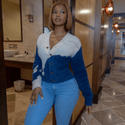 WE CREATE CULTURE® BLUE & WHITE MOHAIR CARDIGAN (UNISEX) - Gainz Sportsgear LLC.